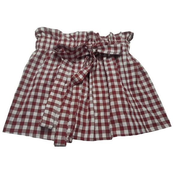 MLM Label Red White Gingham Mini Skirt Adjustable Waist With Belt Women Medium - Picture 1 of 6